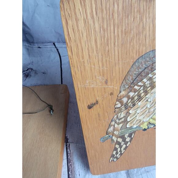 Vintage Hand painted Owl Wooden Plaques Set 3 Barn Owl Great Horned Owl Folk Art - Picture 6 of 10